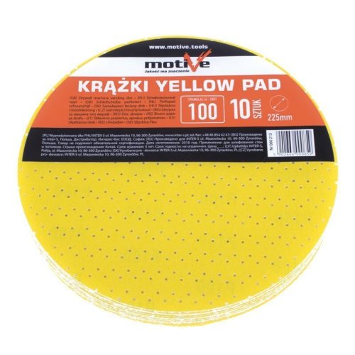 CSISZOLÓKORONG ÖNTAPADÓS YELLOW PAD 225MM 180-AS MOTIVE