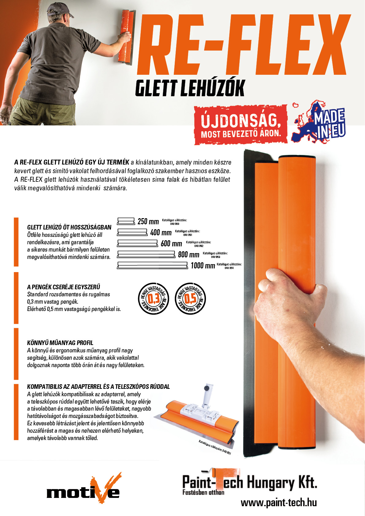 Re-Flex - Kétkezes Glett lehúzó, cserélhető pengékkel